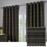 Jupiter Fully Lined Chenille Jacquard Eyelet Curtains Black/Gold - image 2