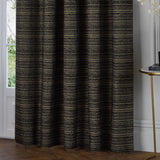 Jupiter Fully Lined Chenille Jacquard Eyelet Curtains Black/Gold - image 5