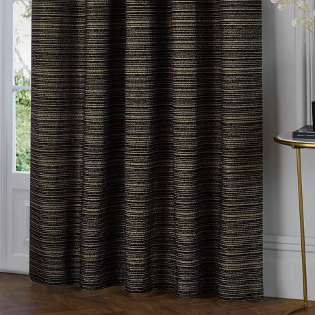 Jupiter Fully Lined Chenille Jacquard Eyelet Curtains Black/Gold - image 5
