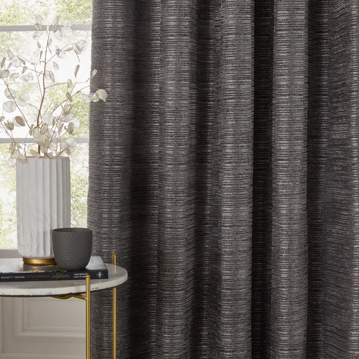 Jupiter Fully Lined Chenille Jacquard Eyelet Curtains Graphite - image 6