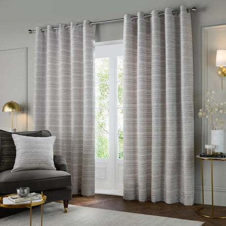 Jupiter Fully Lined Chenille Jacquard Eyelet Curtains Silver - image 3