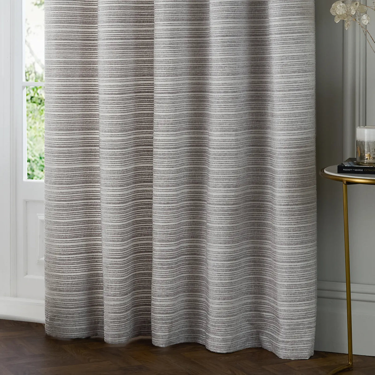 Jupiter Fully Lined Chenille Jacquard Eyelet Curtains Silver - image 5