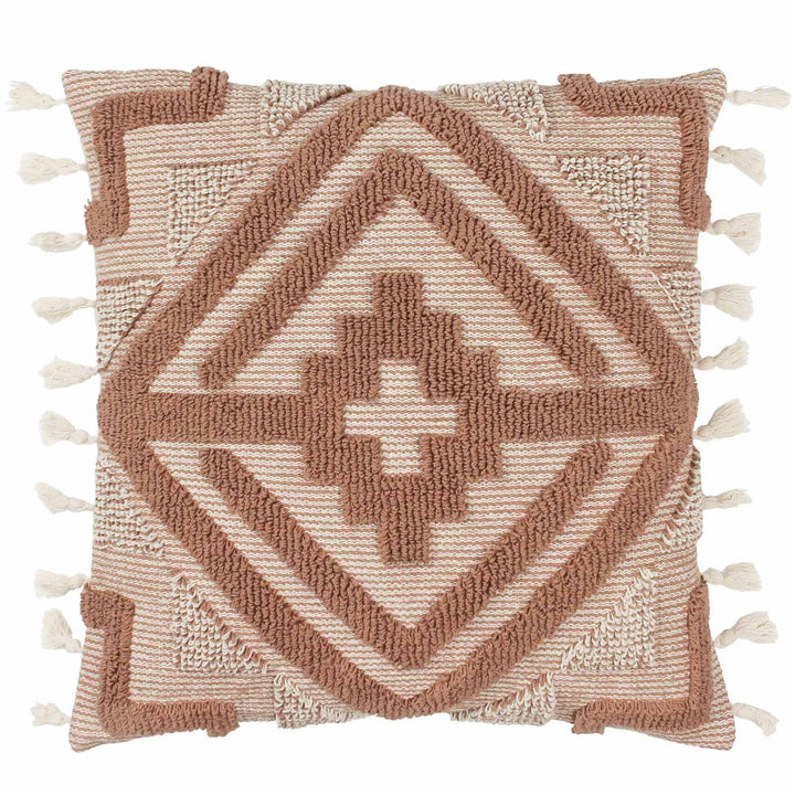 Kalai Tuft Tasselled Cinnamon Cushion Cover 18" x 18" - Ideal
