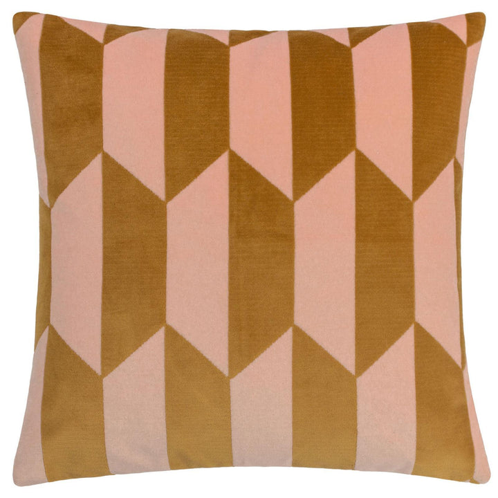 Kalho Pink & Ochre Geometric Velvet Cushion Cover 18" x 18" - Ideal