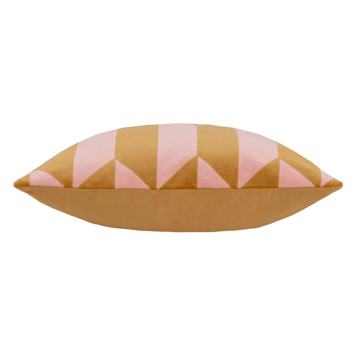 Kalho Pink & Ochre Geometric Velvet Cushion Cover 18" x 18" - Ideal