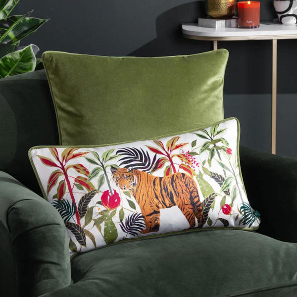 Kali Jungle Tiger Ivory Cushion Cover 12" x 20" - Ideal