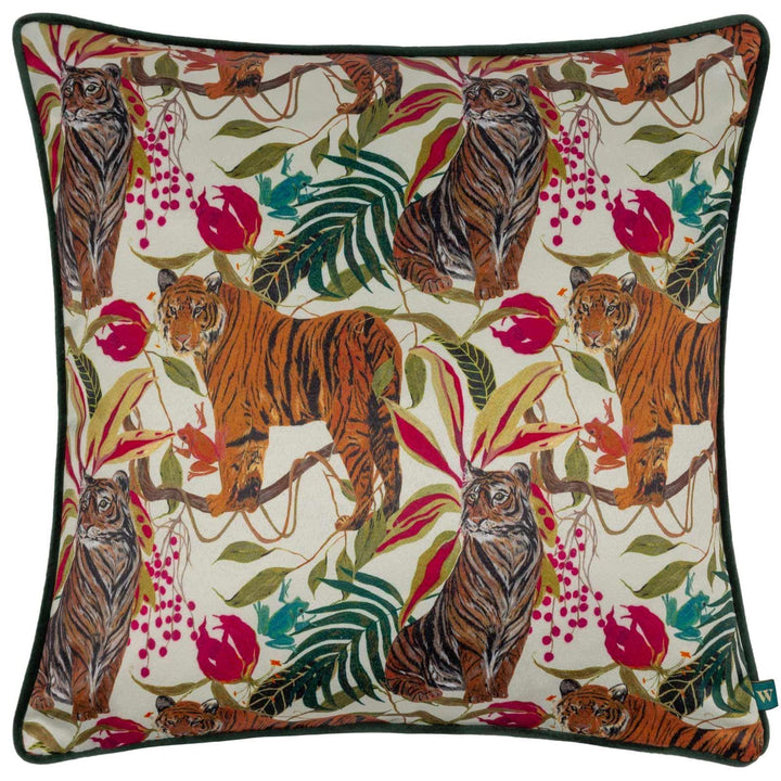 Kali Jungle Tigers Ivory Cushion Cover 17" x 17" - Ideal