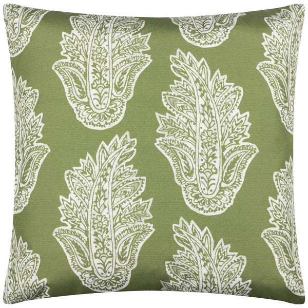 Kalindi Paisley Olive Outdoor Cushion Cover 17" x 17" - Ideal