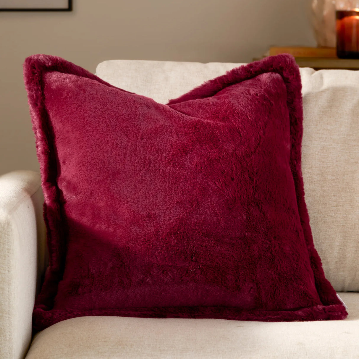 Kallu Faux Fur Cushion Cover Berry - image 1