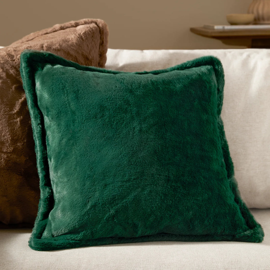 Kallu Faux Fur Cushion Cover Needle Green 45 x 45cm