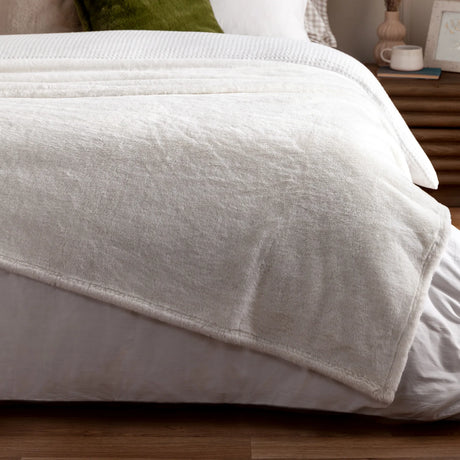 Kallu Faux Fur Reversible Ecru Velvet Throw Blanket 130cm x 180cm / 150cm x 200cm - additional product view 2
