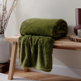 Kallu Faux Fur Reversible Olive Velvet Throw Blanket 130cm x 180cm / 150cm x 200cm - additional product view 2