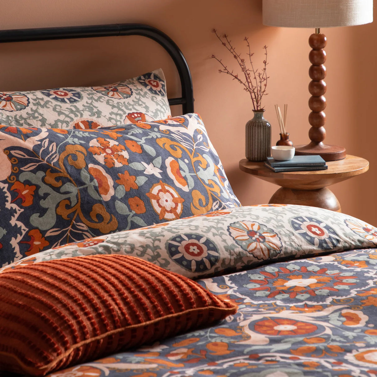 Kinfolk Printed Reversible Duvet Cover Set Denim Blue - image 4