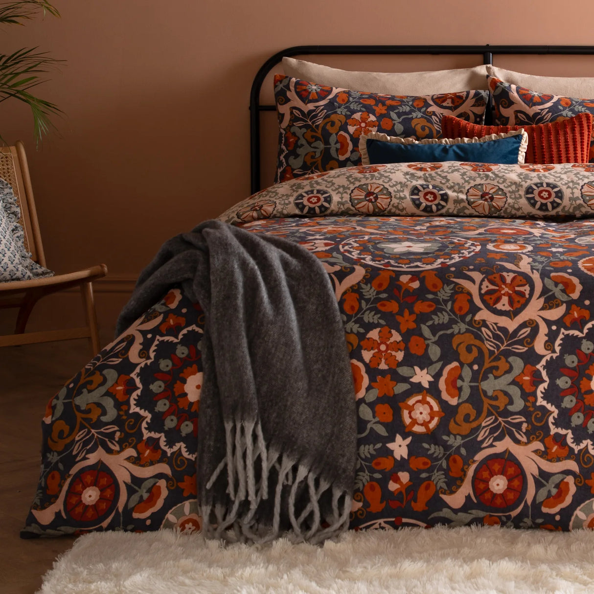 Kinfolk Printed Reversible Duvet Cover Set Denim Blue - image 5