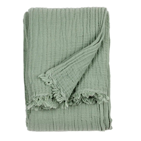 Lark Muslin Eucalyptus 100% Cotton Throw Blanket 130cm x 180cm / 240cm x 260cm - additional product view 2