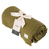 Lark Muslin Khaki 100% Cotton Throw Blanket 130cm x 180cm / 240cm x 260cm - additional product view 1
