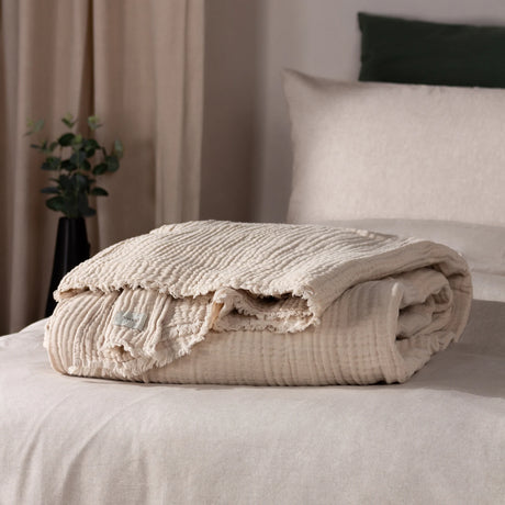Lark Muslin Natural 100% Cotton Throw Blanket 130cm x 180cm / 240cm x 260cm - additional product view 1