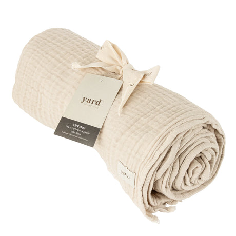 Lark Muslin Natural 100% Cotton Throw Blanket 130cm x 180cm / 240cm x 260cm - additional product view 2