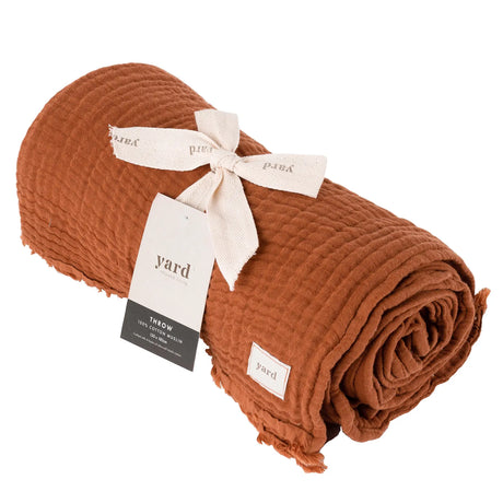Lark Muslin Pecan 100% Cotton Throw Blanket 130cm x 180cm - additional product view 1