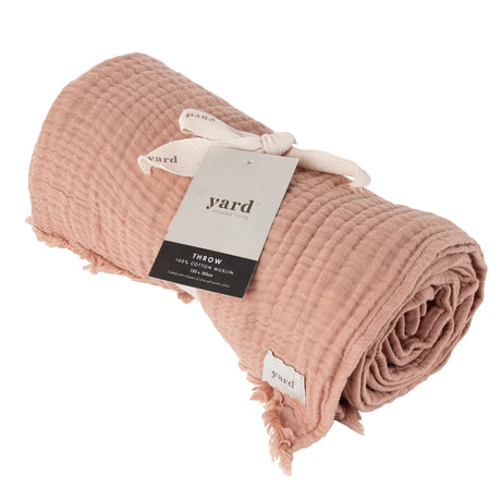 Lark Muslin Pink Clay 100% Cotton Throw Blanket 130cm x 180cm / 240cm x 260cm - additional product view 1
