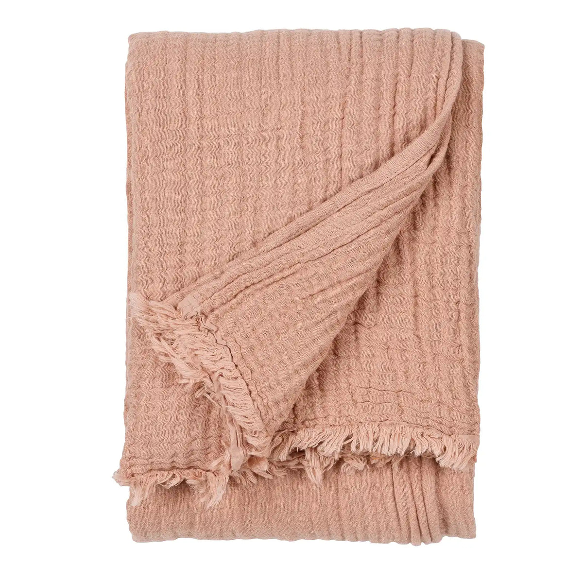 Lark Muslin Pink Clay 100% Cotton Throw Blanket 130cm x 180cm / 240cm x 260cm - additional product view 2
