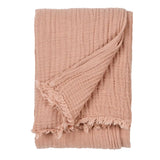 Lark Muslin Pink Clay 100% Cotton Throw Blanket 130cm x 180cm / 240cm x 260cm - additional product view 2