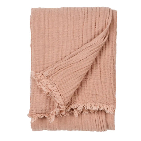 Lark Muslin Pink Clay 100% Cotton Throw Blanket 130cm x 180cm / 240cm x 260cm - additional product view 2