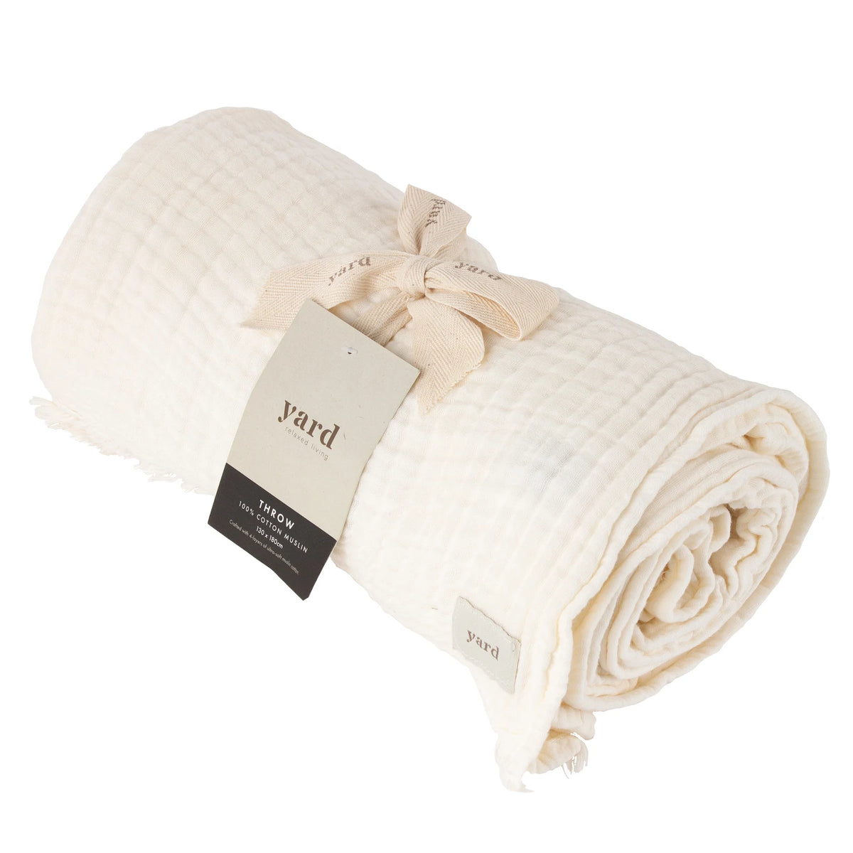 Lark Muslin White 100% Cotton Throw Blanket 130cm x 180cm / 240cm x 260cm - additional product view 1