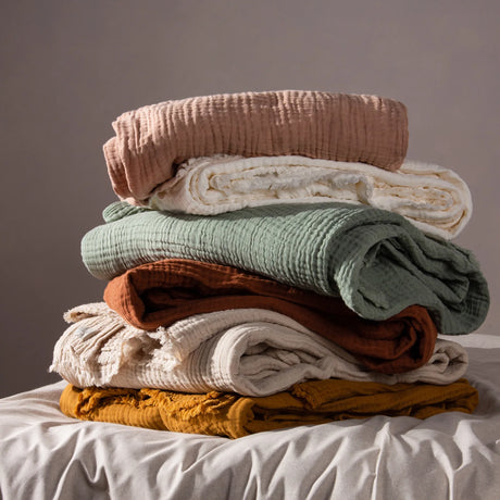Lark Muslin White 100% Cotton Throw Blanket 130cm x 180cm / 240cm x 260cm - additional product view 5
