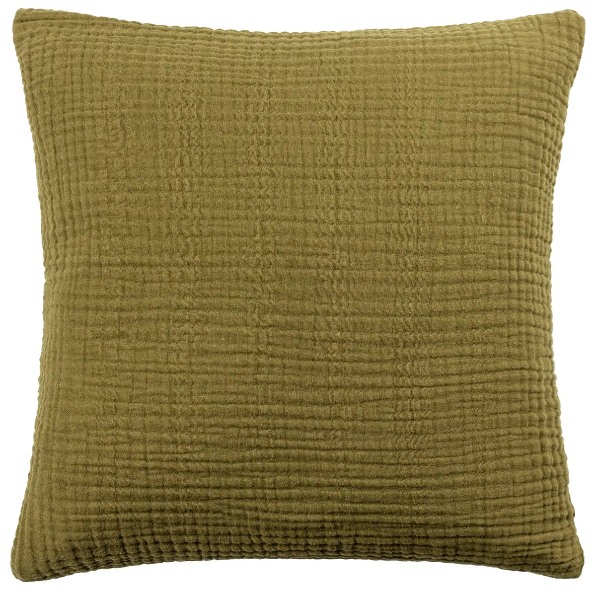 Lark Muslin Crinkle 100% Cotton Khaki Cushion Cover 45cm x 45cm - additional product view 1