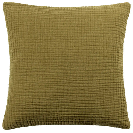 Lark Muslin Crinkle 100% Cotton Khaki Cushion Cover 45cm x 45cm - additional product view 1