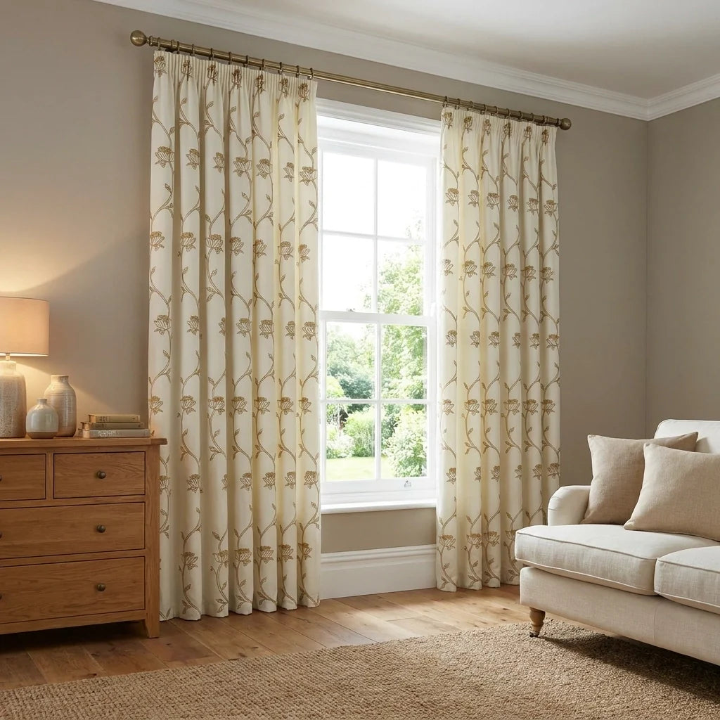 Exeter Tape Top Pencil Pleat Voile Curtains - Latte
