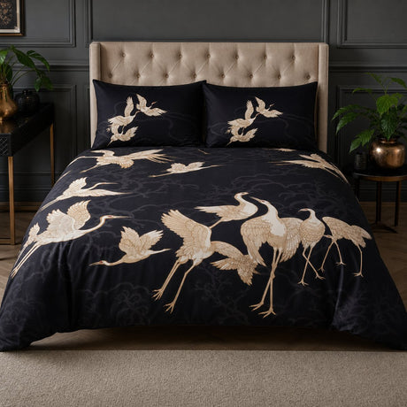 Laurence Llewelyn-Bowen Kireina Cotton Duvet Cover Set styled on a bed in a coordinated bedroom lifestyle scene