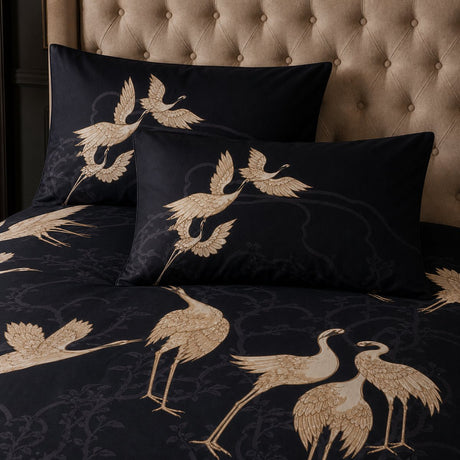 Close-up of matching Laurence Llewelyn-Bowen Kireina Cotton Duvet Cover Set pillowcases showing the pattern and fabric detail