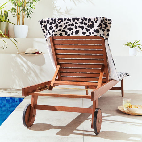 Catherine Lansfield Leopard Cotton 78x200cm Beach Sun Lounger Towel Natural