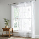 Appletree Heritage Leaf Embroidery White Recycled Voile Curtain Panel