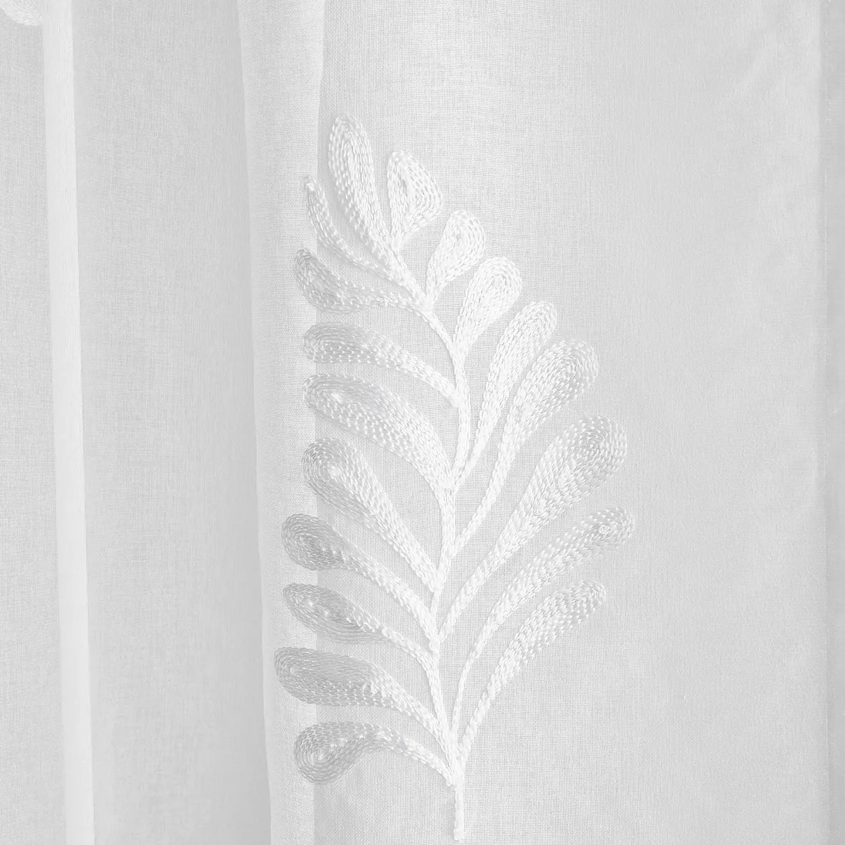 Appletree Heritage Leaf Embroidery White Recycled Voile Curtain Panel 3