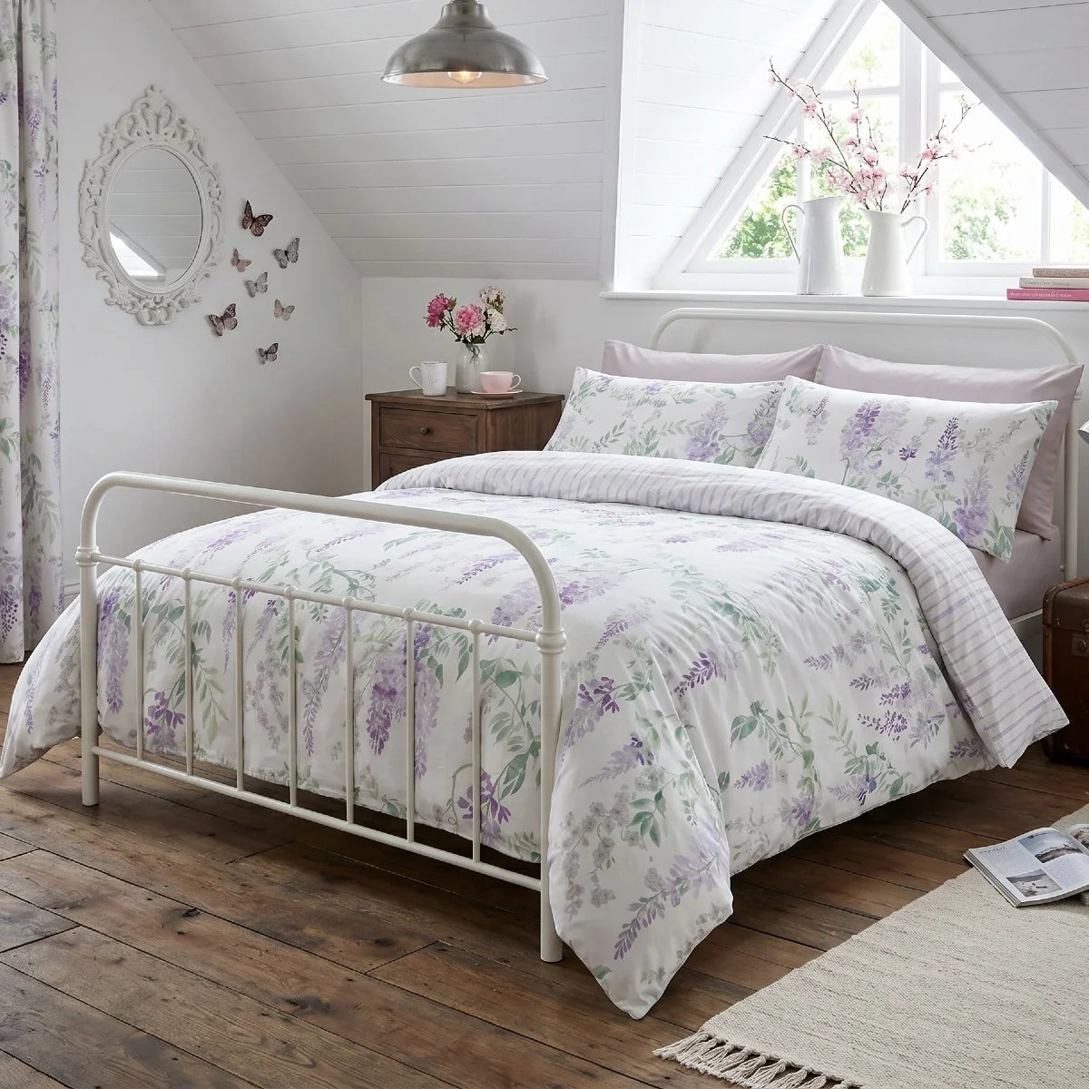Wisteria Floral Duvet Cover Set - Lilac