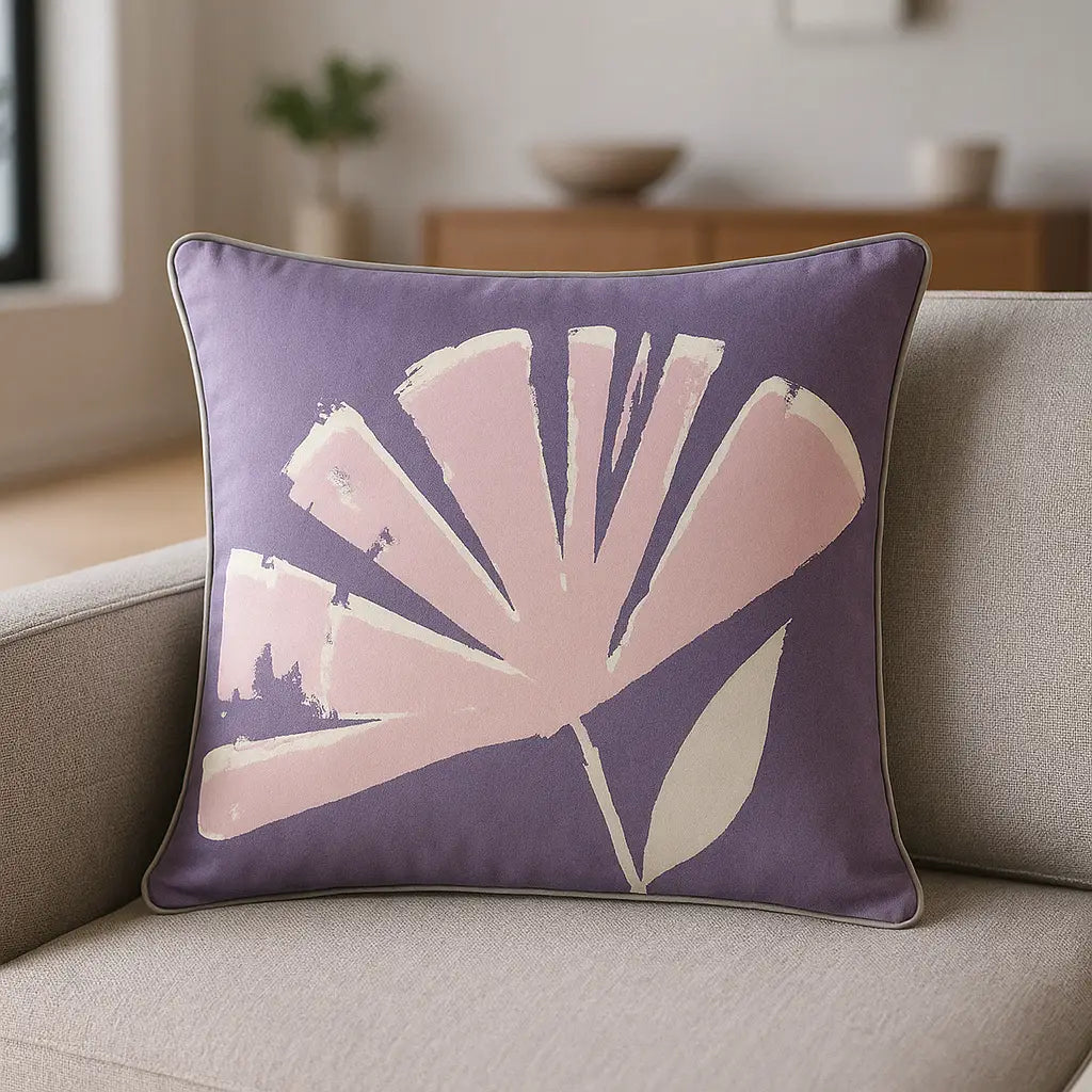 Alma Floral Velvet Cushion Cover 43cm x 43cm - Lilac