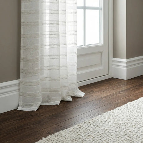 Lima Lurex Stripe Slot Top Voile Curtain Panel 3