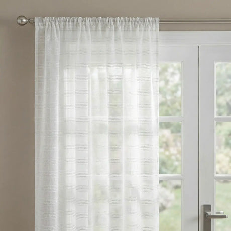 Lima Lurex Stripe Slot Top Voile Curtain Panel 5