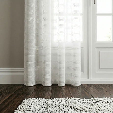 Lima Lurex Stripe Slot Top Voile Curtain Panel 6