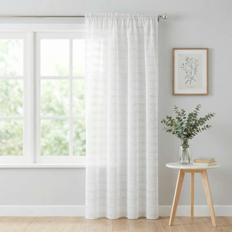 Lima Lurex Stripe Slot Top Voile Curtain Panel 4