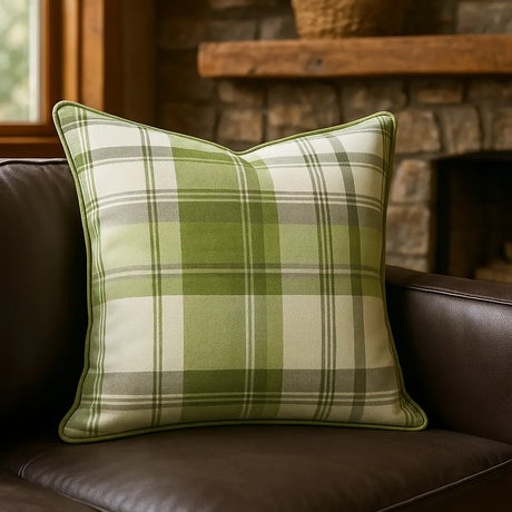 Balmoral Check Cushion Cover Cosy Tartan Pattern 43cm x 43cm - Green