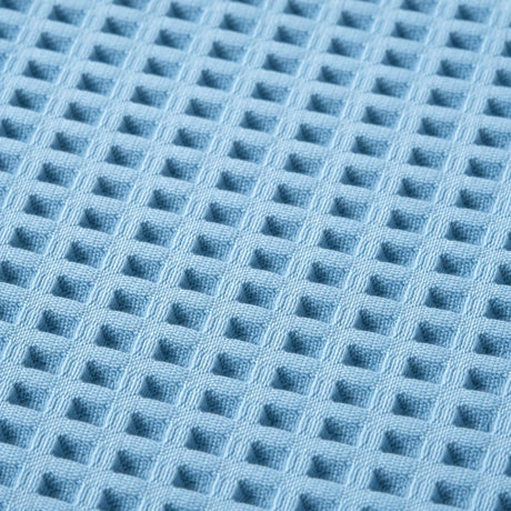 Macro close-up of the blue fabric on the Lindly Waffle Microfibre Duvet Cover Set