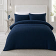 Lindly Waffle Microfibre Duvet Cover Set - Navy