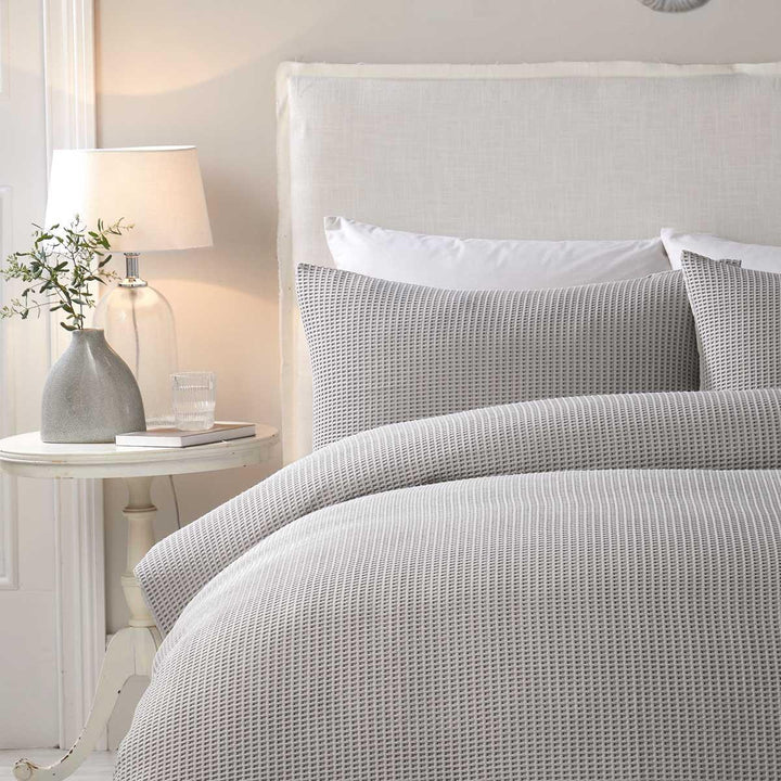 Lindly Waffle Silver Duvet Cover Set - Ideal