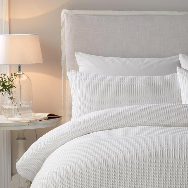 Lindly Waffle White Duvet Cover Set - Ideal