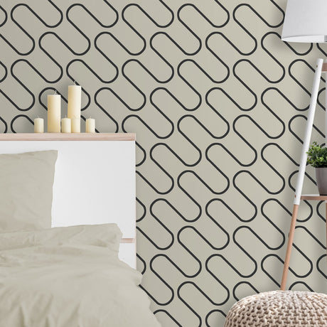 Catherine Lansfield Linear Curve Geometric Wallpaper Cream
