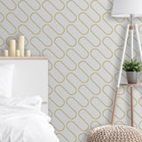 Catherine Lansfield Linear Curve Geometric Wallpaper Natural
